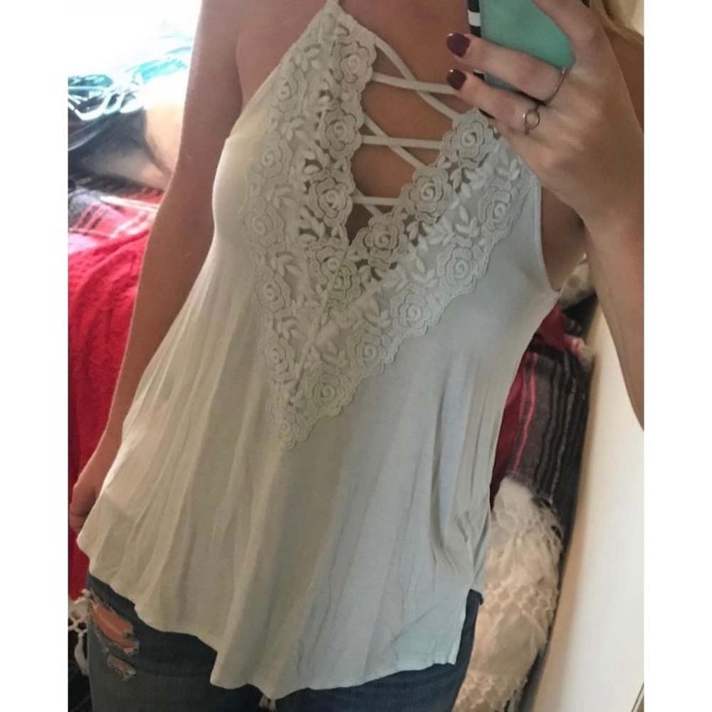 Floral lace American Eagle Tank Top